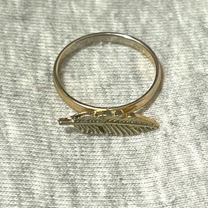 Feather gold toned ring